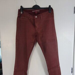 Waxed canvas low-rise skinny jeans